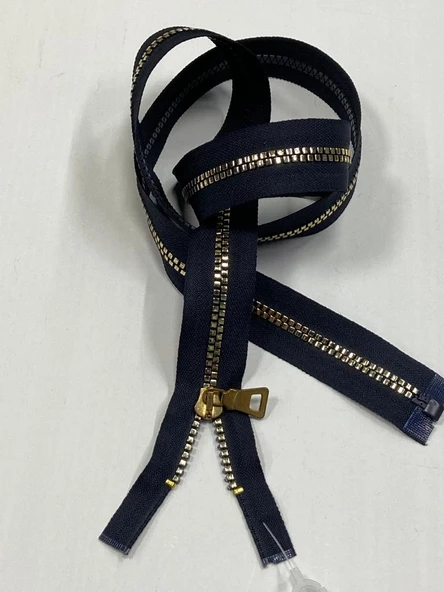 Kaban mont kap fermuarı metalik görünümlü plastik  100-110 cm LACİVERT/GOLD