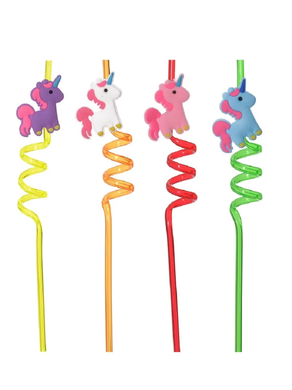 5 Parça Renkli Pipet Seti - Emojili Spiral Kokteyl- Çocuk Pipeti Temizleme Fırçalı - 4