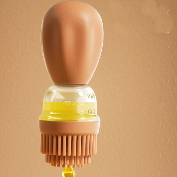 Kaktüs Yağdanlık 2 İn 1 Silikon Fırçalı Cam Yağdanlık Yumurta Ve  Sos Fırçası 150 ml - 2