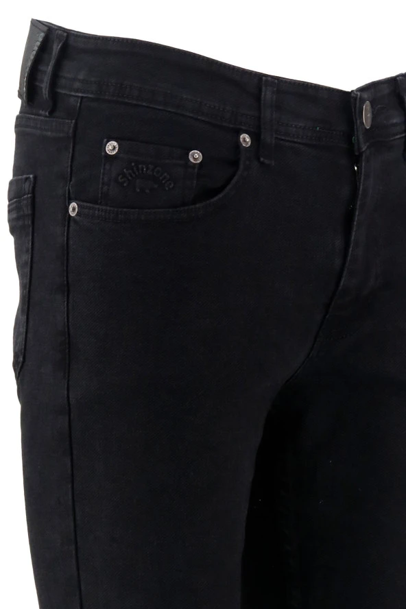 Erkek Likralı Örme Siyah Kot Pantolon - 4