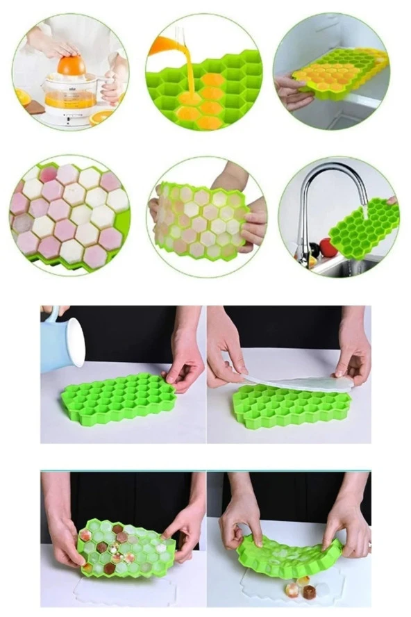 37 Bölmeli Silikon Petek  Buz Kalıbı Buzluk - Resim 3