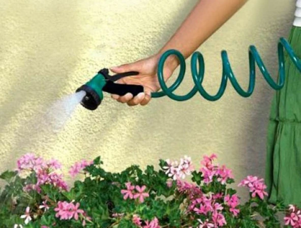 4 Fonksiyonlu 15 Metre Sulama Başlıklı Spiral Hortum - 2