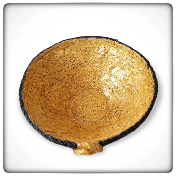 Dekoratif Sepet Sunum Kase Doğal Jüt İp GOLD - 2