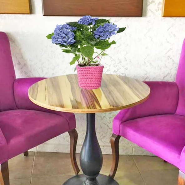 Saksı Drenajlı Doğal Jüt Halat İp Hasır Modeli Pembe 0,5LT - 2