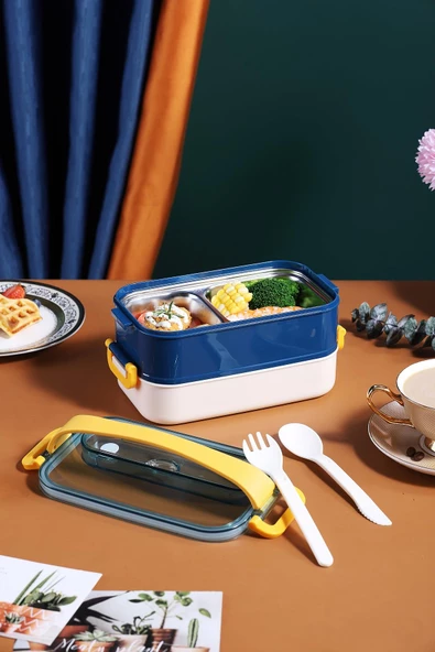 Vagonlife Bento Lunch Box Ofis-Okul İçin Yeni Nesil Sefer Tası Taşınabilir Yemek Kutusu  Çelik FF462 - 3