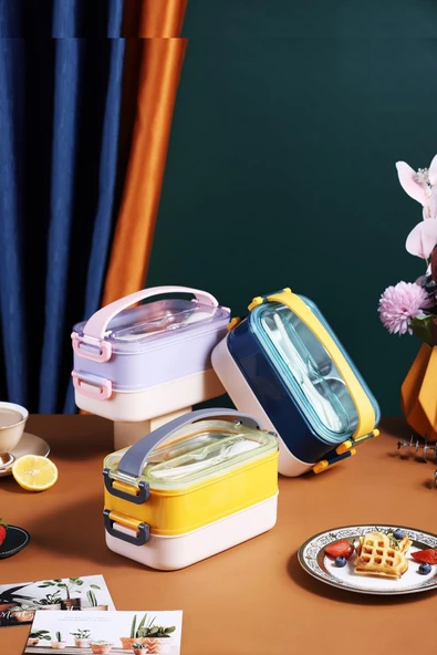 Vagonlife Bento Lunch Box Ofis-Okul İçin Yeni Nesil Sefer Tası Taşınabilir Yemek Kutusu  Çelik FF462 - 10