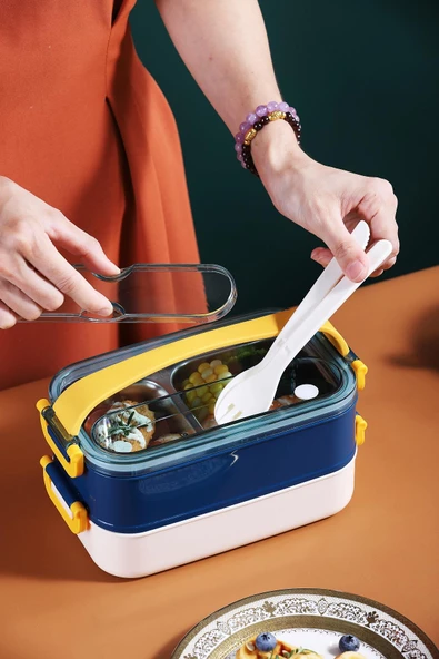 Vagonlife Bento Lunch Box Ofis-Okul İçin Yeni Nesil Sefer Tası Taşınabilir Yemek Kutusu  Çelik FF462 - 6