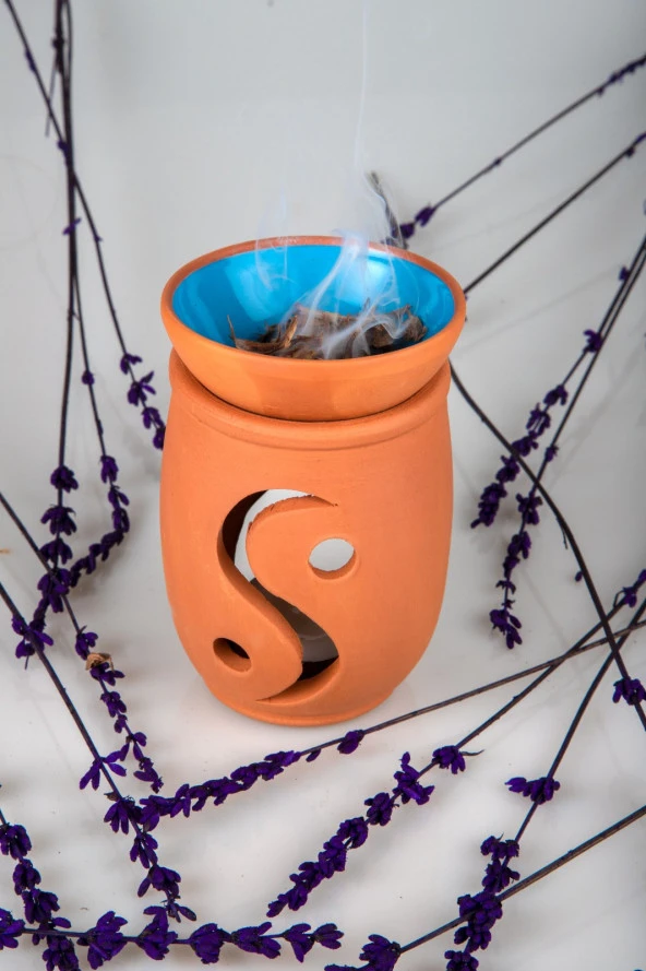 Ying Yang El Yapımı Çömlek Buhurdanlık Tütsülük - 5