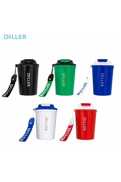 DILLER 380ml Taşıma Askılı Mug Kahve Bardağı 6 saat sıcak/soğuk tutma süresi 5 renk