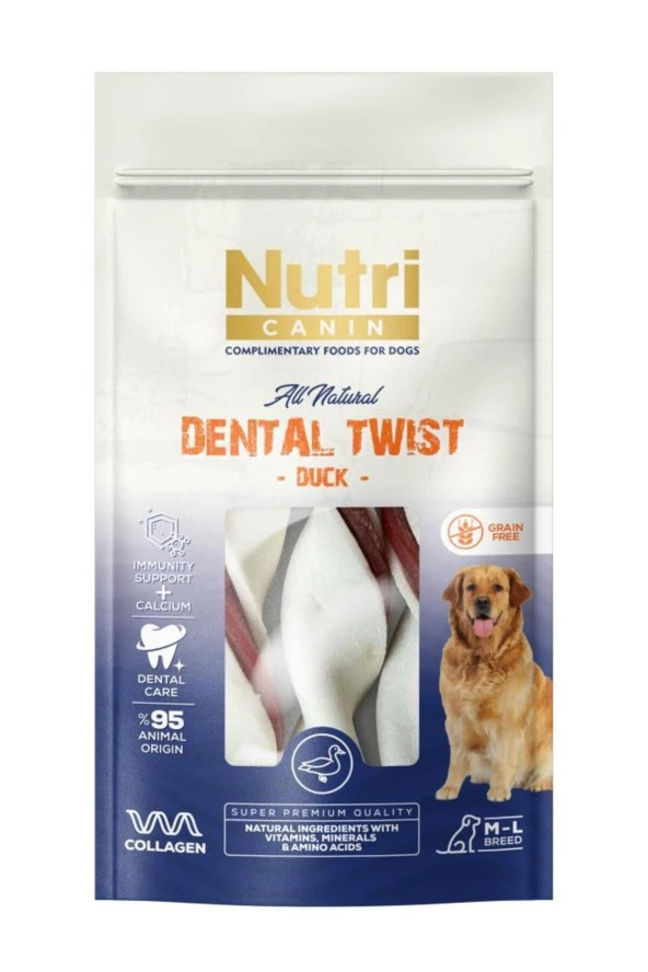 Nutri Canin Dental Twist Ördekli Diş Sağlığı Köpek Ödülü 120 Gr