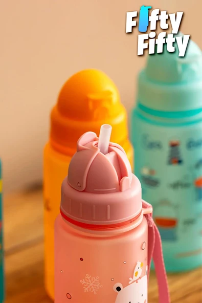 Uzspace Figürlü  400 ml Pipetli  Tritan Çocuk Su Matarası - 6