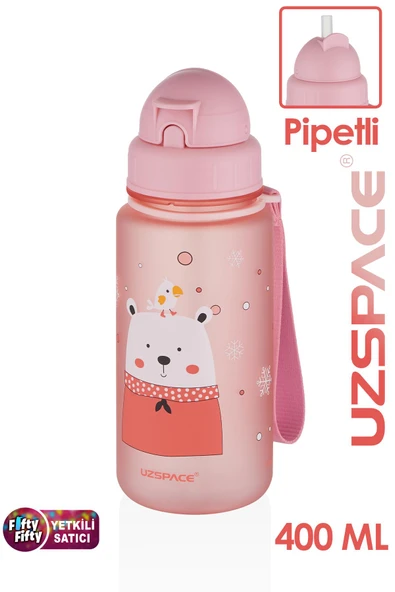 Uzspace Figürlü  400 ml Pipetli  Tritan Çocuk Su Matarası - 7