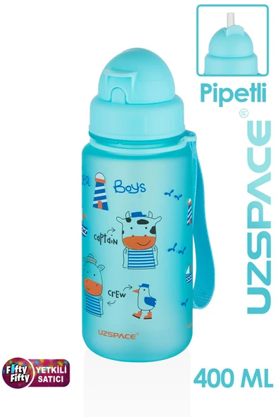 Uzspace Figürlü  400 ml Pipetli  Tritan Çocuk Su Matarası - 2