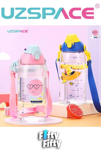 Uzspace 730ml Tritan Tek Kapak Çift Kullanım Pipetli/Pipetsiz Askı Aparatlı Tritan Çocuk Su Matarası - 8