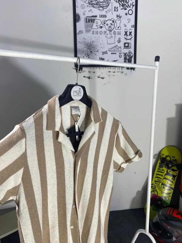 POISHOPS Erkek Triko Gömlek Kısa Kol - 6