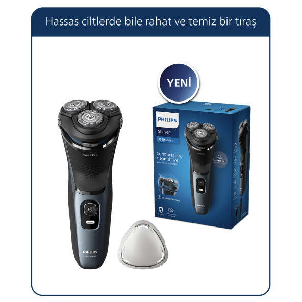 Philips 3000 Serisi Tıraş Makinesi S3144/00,Sinekkaydı Tıraş,Islak ve Kuru Kullanım,Hassas Düzeltici