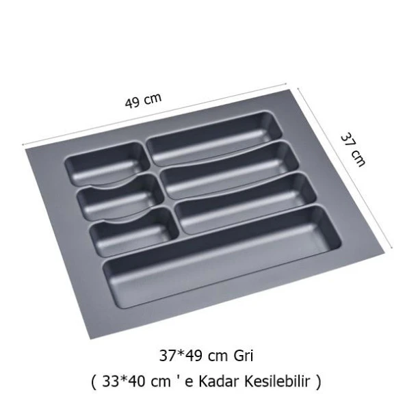 2 Adet Çekmece İçi Kaşıklık 37 x 49 cm Gri Mutfak Çekmece Düzenleyici - 2