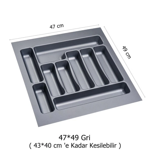 2 Adet Çekmece İçi Kaşıklık 47 x 49 cm Gri Mutfak Çekmece Düzenleyici - 2