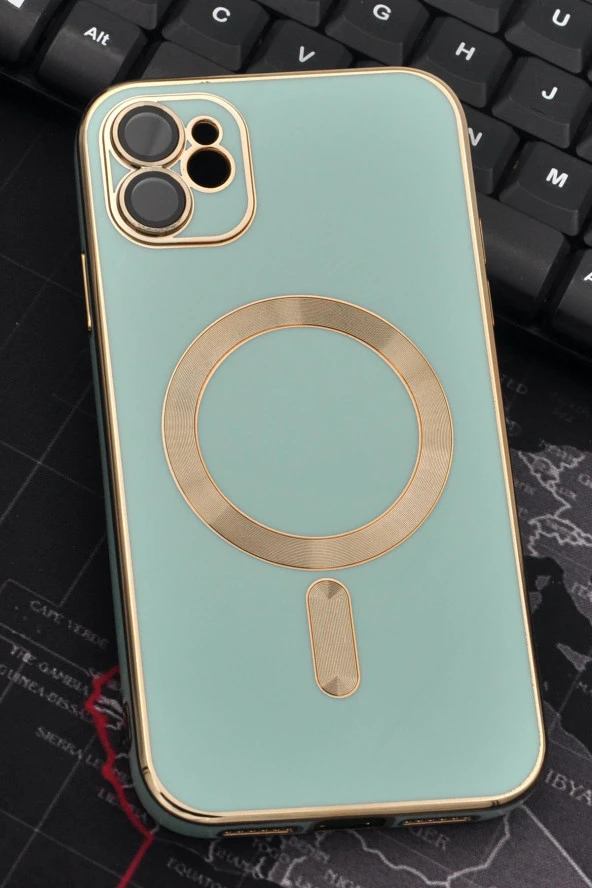 iPhone 11 Uyumlu MagSafe Özellikli Lens Korumalı Lazerli Renkli Kılıf Mint Yeşili ürün görseli