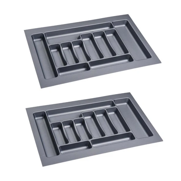 2 Adet Çekmece İçi Kaşıklık 75 x 49 cm Gri Mutfak Çekmece Düzenleyici