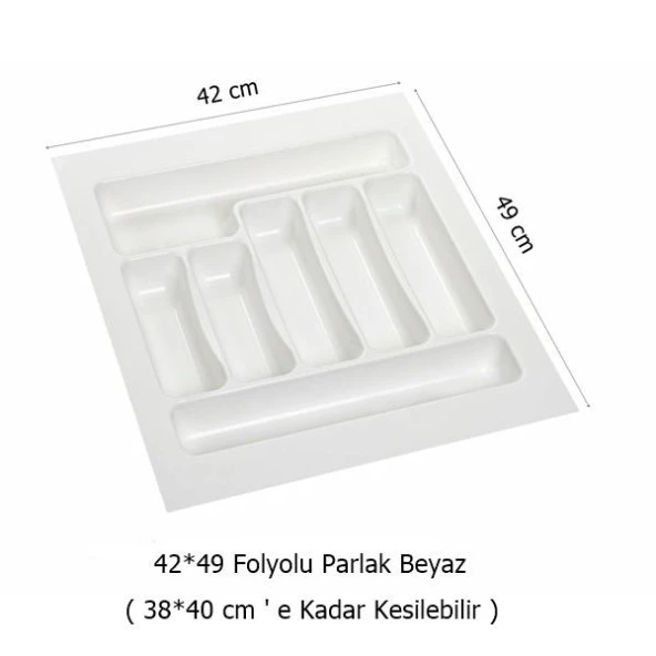 2 Adet Çekmece İçi Kaşıklık 42 x 49 cm Beyaz Mutfak Çekmece Düzenleyici - 2