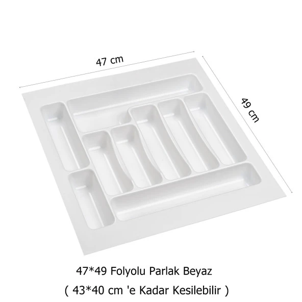 2 Adet Çekmece İçi Kaşıklık 47 x 49 cm Beyaz Mutfak Çekmece Düzenleyici - 2