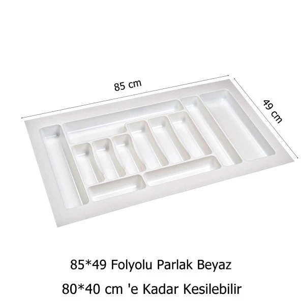 2 Adet Çekmece İçi Kaşıklık 85 x 49 cm Beyaz Mutfak Çekmece Düzenleyici - 2