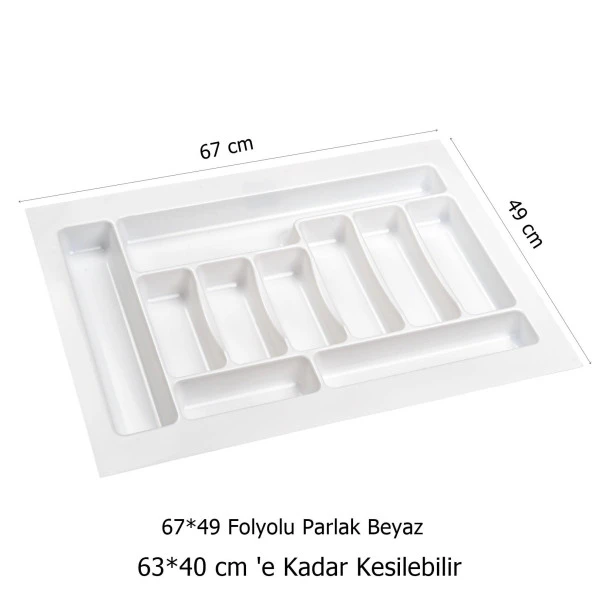 2 Adet Çekmece İçi Kaşıklık 67 x 49 cm Beyaz Mutfak Çekmece Düzenleyici - 2