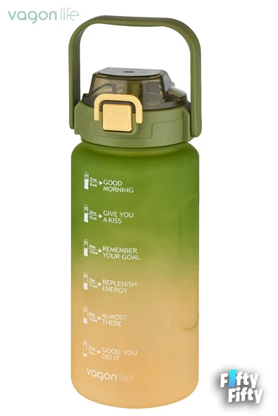 Vagonlife 1500ml -Yenilenen Renkler- Pipetli/Pipetsiz Kullanım Çift Renk SoftTouch Motivasyon Matarası Çıkartma Hediyeli - 5