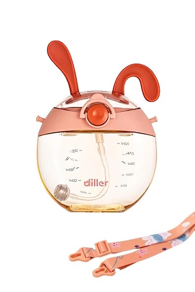 DILLER Pipetli 330 ml Boyun Askılı  Çocuk Su Matarası - Resim 7