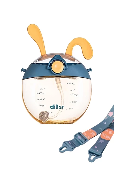 DILLER Pipetli 330 ml Boyun Askılı  Çocuk Su Matarası - Resim 2