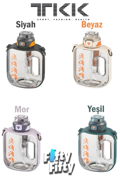 TKK 1600 ML Çift Kullanım Pipetli/Rahat içim Bpa İçermeyen Askılı Tritan Su Matarası FFTKK1022-1600