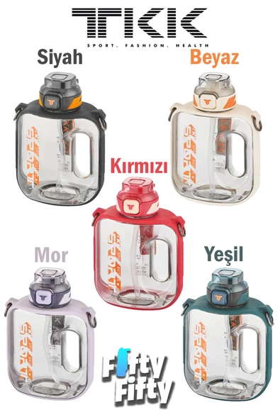 TKK 1000 ML Çift Kullanım Pipetli/Rahat içim Bpa İçermeyen Askılı Tritan Su Matarası FFTKK1022-1000 - 9