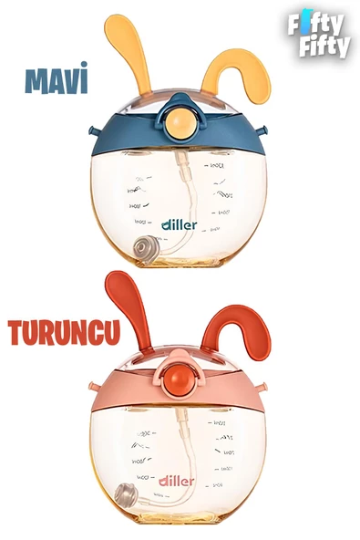 DILLER Pipetli 330 ml Boyun Askılı  Çocuk Su Matarası ürün görseli