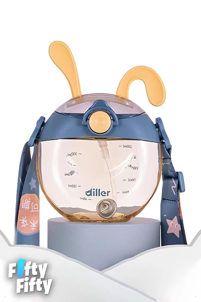 DILLER Pipetli 330 ml Boyun Askılı  Çocuk Su Matarası - Resim 4