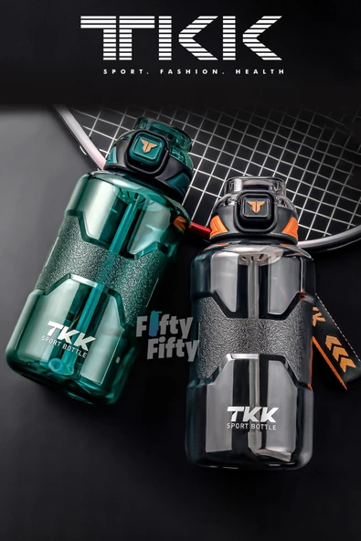 TKK 1500 ML Çift Kullanım Pipetli/Rahat içim Bpa İçermeyen Askılı Tritan Su Matarası FFTKK1021-1500 - 4