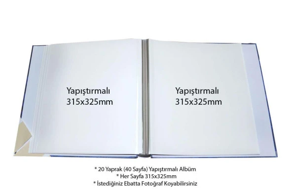 Rabsev 20 Yaprak ( 40 Sayfa ) 315x325mm Ciltbezli Yapıştırmalı Fotoğraf Albümü - 2