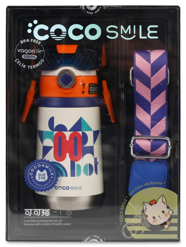 Vagon Life Robot Straw Termos Matara Beyaz 500 Ml CS0001 - 2