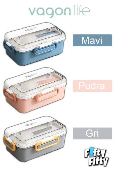 Vagonlife Tek Kat Çift Bölme Bento Lunch Box Ofis-Okul İçin Yeni Nesil Sefer Tası Paslanmaz Çelik 588 - 8