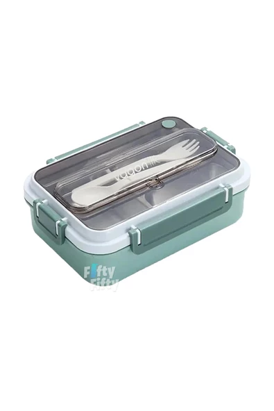 Vagonlife Bento Lunch Box Ofis-Okul İçin Yeni Nesil Sefer Tası Tek Kat 3 Bölme Çatal Ve Kaşıklı -Paslanmaz Çelik FF528 - 9