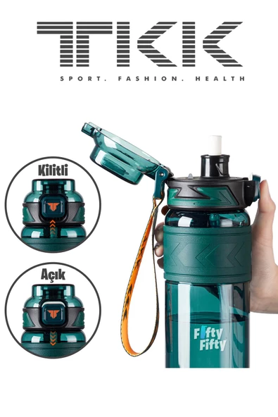 TKK 600 ML Çift Kullanım Pipetli/Rahat içim Bpa İçermeyen Taşıma Askılı Tritan Su Matarası FFTKK1019-600 - 5
