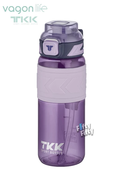 TKK 600 ML Çift Kullanım Pipetli/Rahat içim Bpa İçermeyen Taşıma Askılı Tritan Su Matarası FFTKK1019-600 - 11