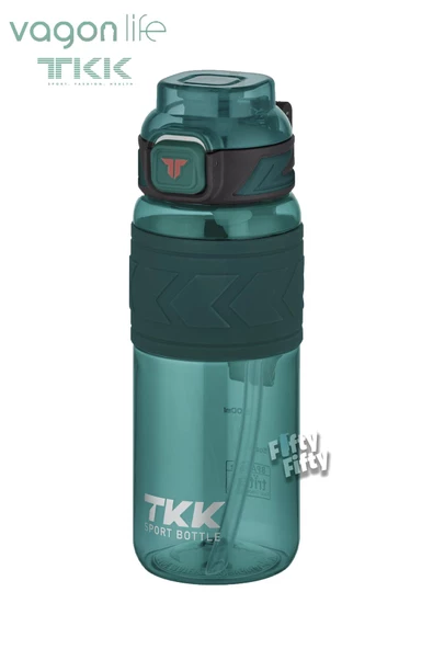 TKK 600 ML Çift Kullanım Pipetli/Rahat içim Bpa İçermeyen Taşıma Askılı Tritan Su Matarası FFTKK1019-600 - 2