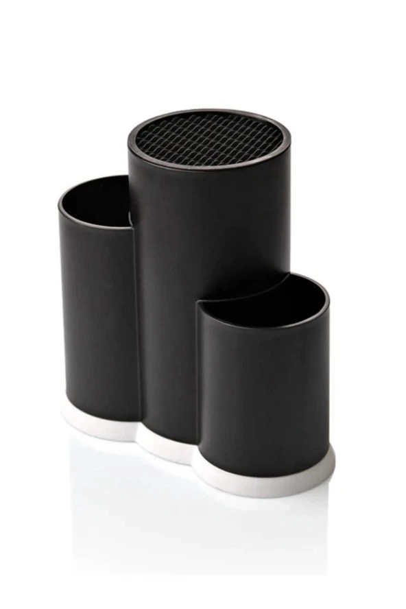 3 Bölmeli Kaşıklık - Şef Bıçaklık Standı Siyah - Resim 2