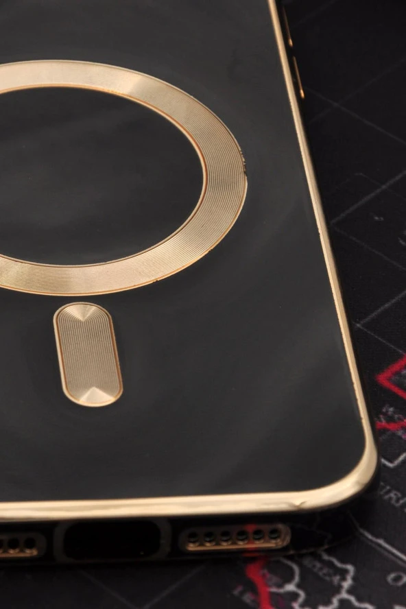 iPhone 12 Uyumlu MagSafe Özellikli Lens Korumalı Lazerli Renkli Kılıf Siyah - Resim 4