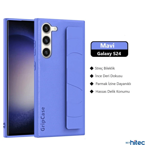 ScHitec Samsung Galaxy S24 Uyumlu Premium Case Parmak Askılı Telefon Kılıfı Mavi - 3