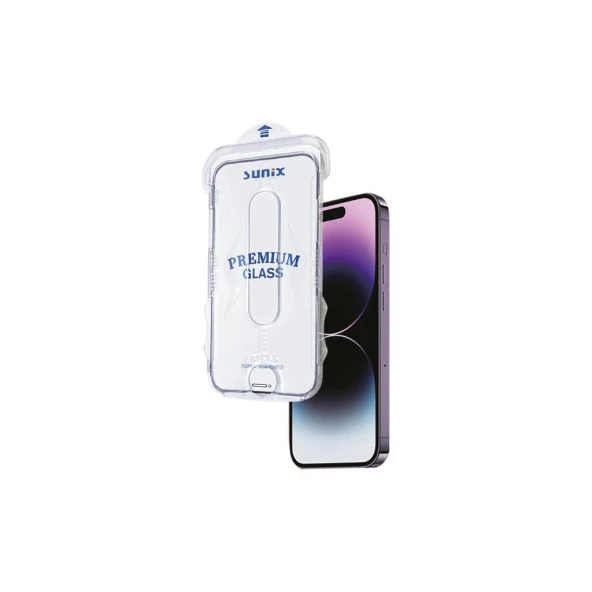 Sunix Iphone 15 İle Uyumlu Kolay Uygulama Aparatlı Premium Ekran Koruyucu Cam