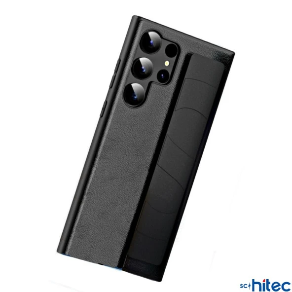 ScHitec Samsung Galaxy S24 Ultra Uyumlu Premium Case Parmak Askılı Telefon Kılıfı Siyah - 2