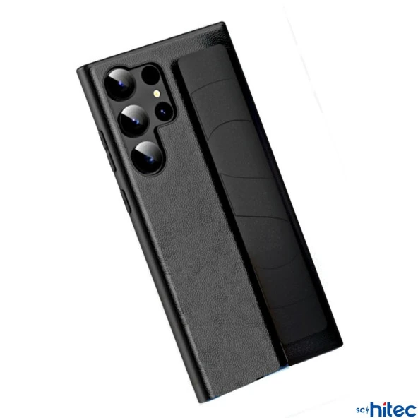 ScHitec Samsung Galaxy S24 Ultra Uyumlu Premium  Case Parmak Askılı Telefon Kılıfı Siyah - 3
