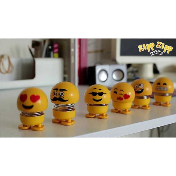 Zıp Zıp Kafalar Sevimli Kafa Sallayan Emojiler Çılgın Kafalar - Resim 3